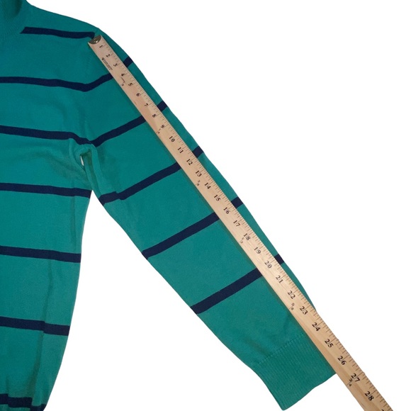 Old Navy 1/4 Zip Green Striped Mock Neck Lightweight Sweater - Men’s Large - Picture 5 of 12